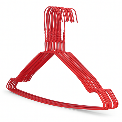Red Wire Coat Hangers - Notched