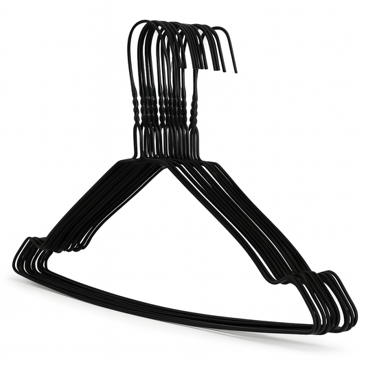 Black Wire Coat Hangers - Notched